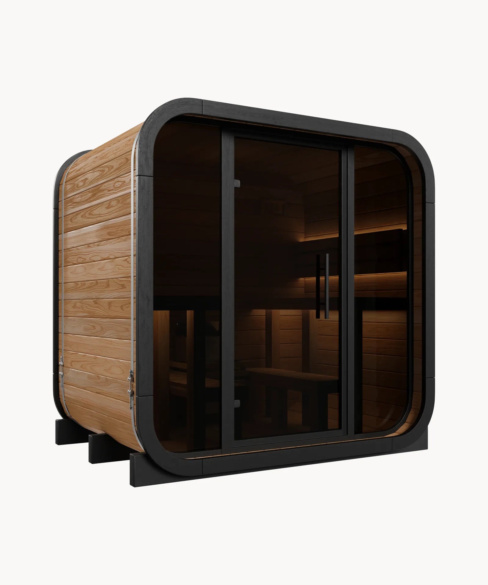Ritual sauna in Japanese Cedar with full-height glass front