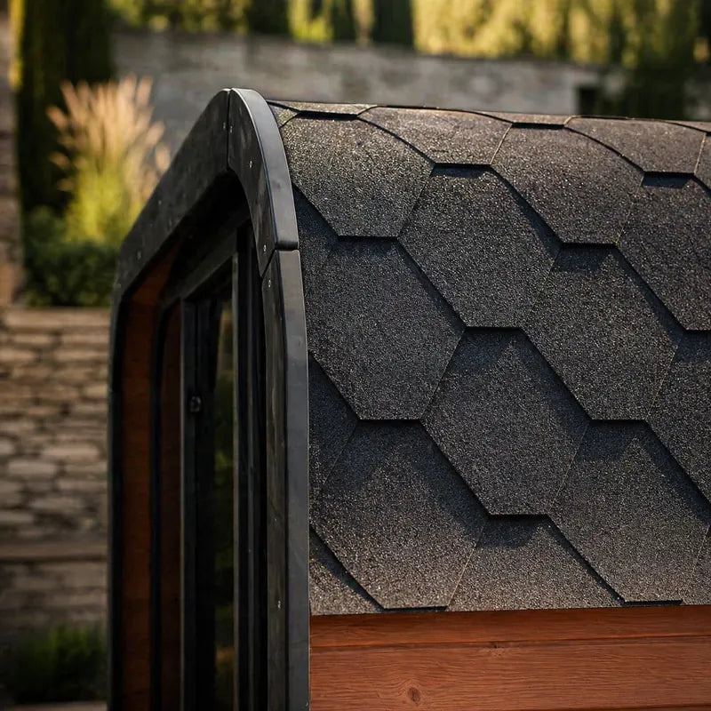 Enhanced asphalt roof on a Bettr sauna
